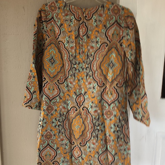 J Crew Collection 100% Silk Jules Gold Paisley Dress With Pockets Womens Size 6 - Picture 8 of 15